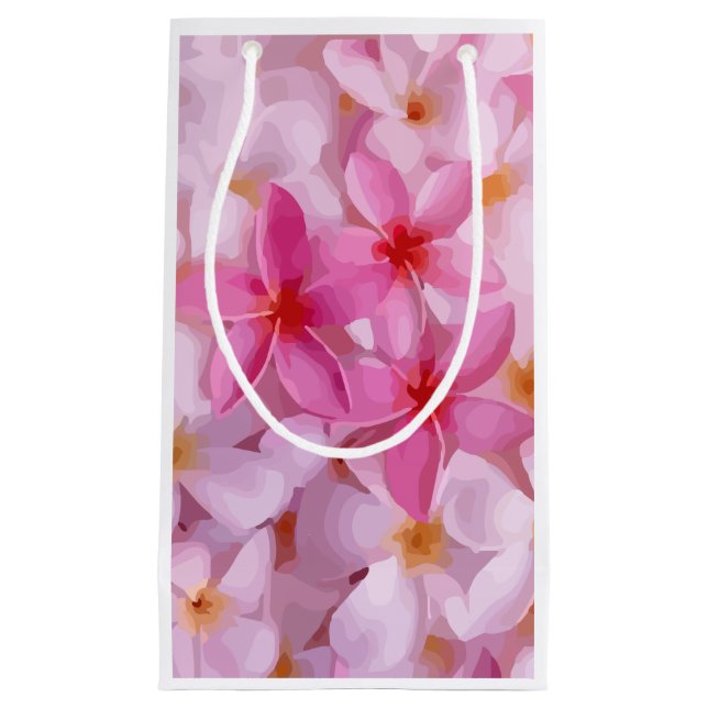 Bolsa De Regalo Pequeña Patrón de flor de Plumeria Rosa (Anverso)