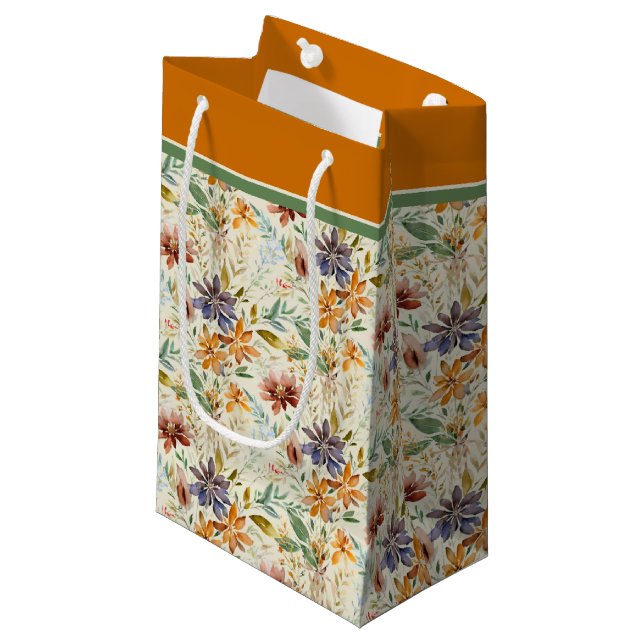 Bolsa De Regalo Pequeña Patrón de flores silvestres de otoño (Angulo Anverso)