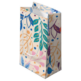 Bolsa De Regalo Pequeña Patrón de follaje moderno de hojas coloridas