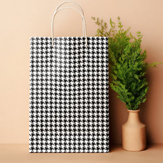 Bolsa De Regalo Pequeña Patrón de gallos de color blanco y negro clásico