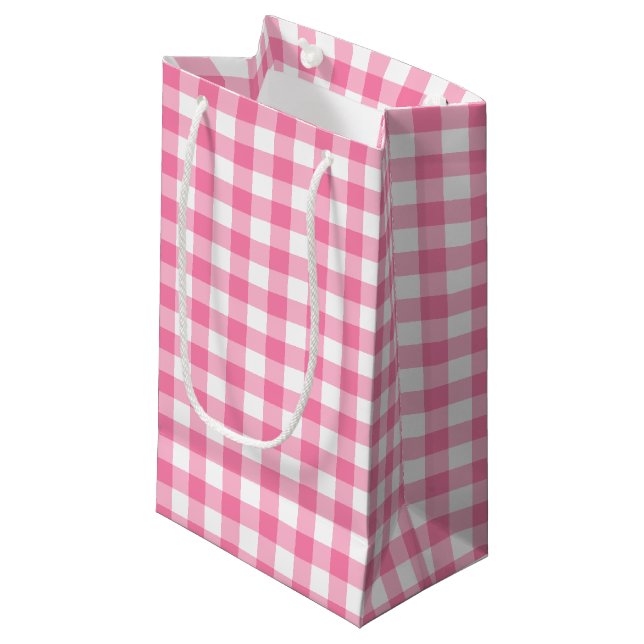 Bolsa De Regalo Pequeña Patrón de Gingham rosa (Angulo Anverso)