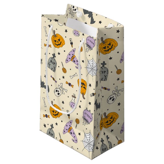 Bolsa De Regalo Pequeña Patrón de Halloween (Angulo Anverso)
