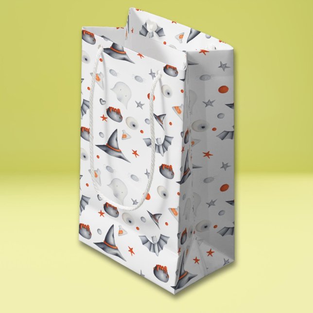 Bolsa De Regalo Pequeña Patrón de Halloween de fantasmas y murciélagos (Subido por el creador)