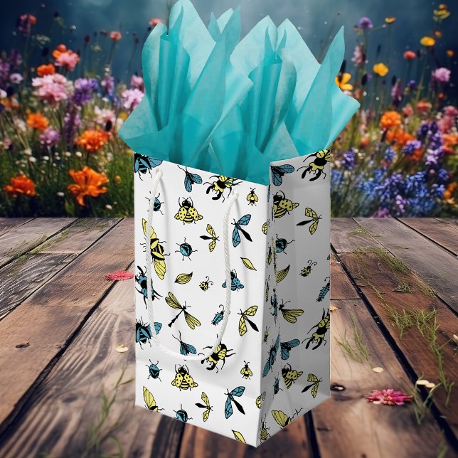 Bolsa De Regalo Pequeña Patrón de insectos | Blanco (Subido por el creador)