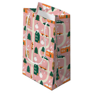 Bolsa De Regalo Pequeña Patrón de mapa de vacaciones de la ciudad de navid
