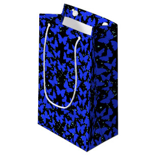 Bolsa De Regalo Pequeña Patrón de mariposas azules C01.b BG negro