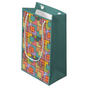 Bolsa De Regalo Pequeña Patrón de mosaico Flores Huelga de puntos de Polka