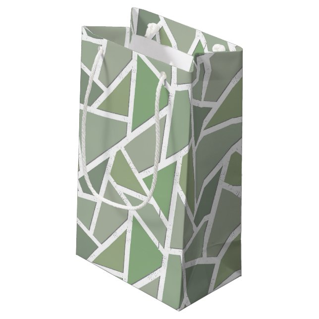 Bolsa De Regalo Pequeña Patrón de mosaico verde oliva (Angulo reverso)