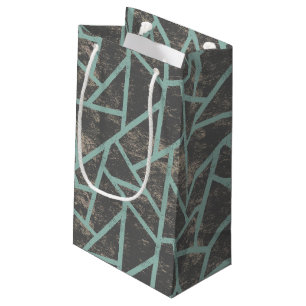 Bolsa De Regalo Pequeña Patrón de mosaico verde pálido y gris