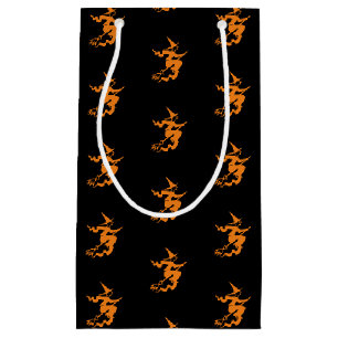 Bolsa De Regalo Pequeña Patrón de naranja negro de bruja de Halloween