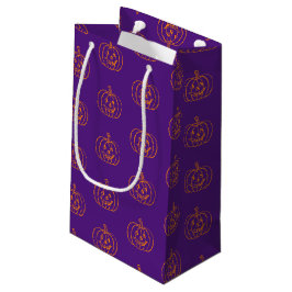 Bolsa De Regalo Pequeña Patrón de naranja púrpura de Halloween