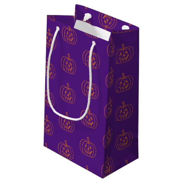 Bolsa De Regalo Pequeña Patrón de naranja púrpura de Halloween (Angulo reverso)