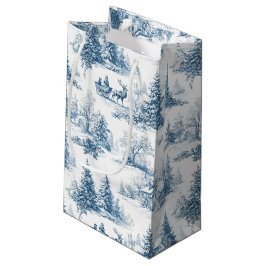 Bolsa De Regalo Pequeña Patrón de Navidad de Toile Azul