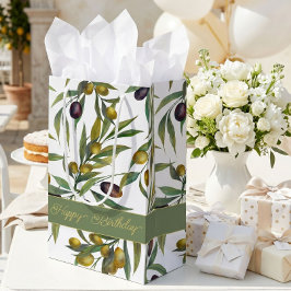 Bolsa De Regalo Pequeña Patrón de olivo de estilo francés en acuarela verd