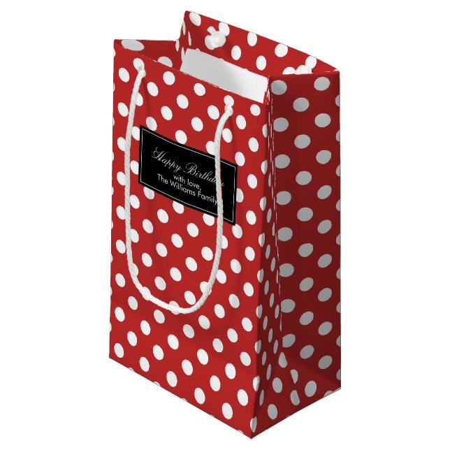 Bolsa De Regalo Pequeña Patrón de puntos de polka rojo (Angulo Anverso)