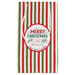Bolsa De Regalo Pequeña Patrón de raya de Navidad retro personalizado de N