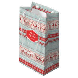 Bolsa De Regalo Pequeña Patrón de rayas de Navidades retro personalizado