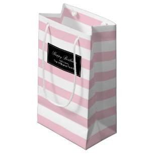 Bolsa De Regalo Pequeña Patrón de rayas rosadas personalizado
