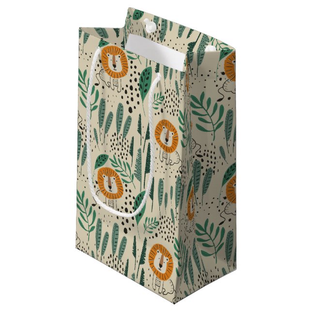 Bolsa De Regalo Pequeña Patrón de selva tropical de león de Doodle lindo (Angulo Anverso)
