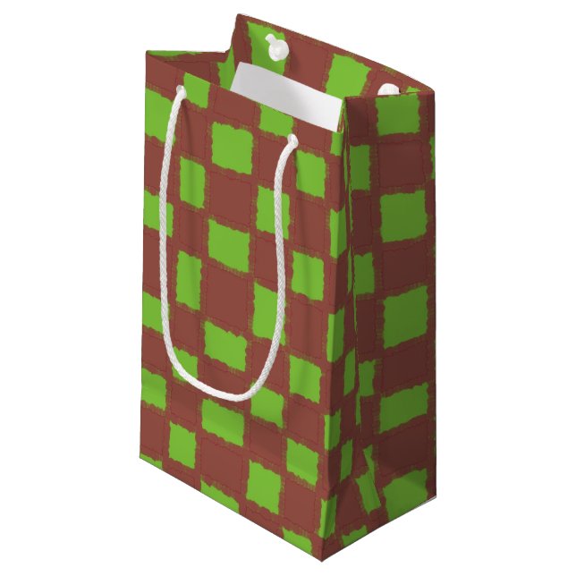 Bolsa De Regalo Pequeña Patrón de tablero de ajedrez verde rubio (Angulo Anverso)