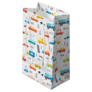 Bolsa De Regalo Pequeña Patrón de tráfico de coches de colores reducidos