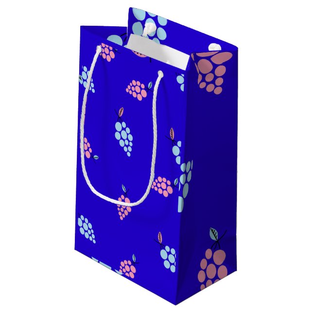 Bolsa De Regalo Pequeña Patrón de uvas azules y rosas lindo bolso de regal (Angulo reverso)