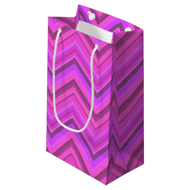 Bolsa De Regalo Pequeña Patrón de zigzag de rayas rosas (Angulo Anverso)