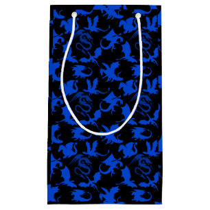 Bolsa De Regalo Pequeña Patrón Dragon 02 azul.bwx4 Negro