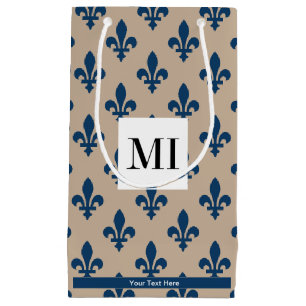 Bolsa De Regalo Pequeña Patrón Fleur de Lis, francés, real, azul marino