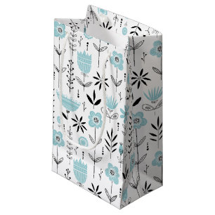 Bolsa De Regalo Pequeña Patrón floral azul escandinavo