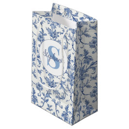 Bolsa De Regalo Pequeña Patrón Floral Azul Toile de Jouy País Francés