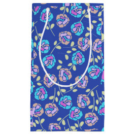 Bolsa De Regalo Pequeña Patrón floral azul y púrpura