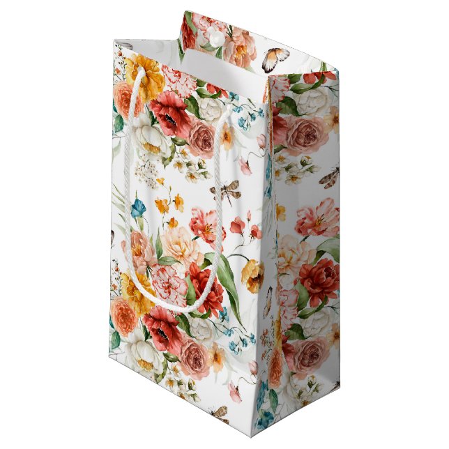 Bolsa De Regalo Pequeña Patrón floral de jardín (Angulo Anverso)