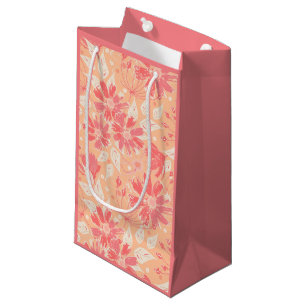 Bolsa De Regalo Pequeña Patrón floral en tonos de melocotón de moda