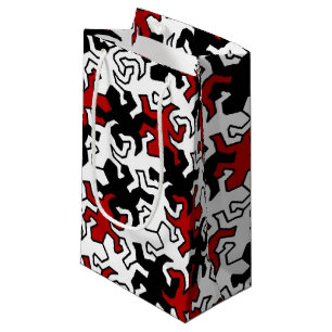 Bolsa De Regalo Pequeña Patrón Geckos Mosaico - blanco negro rojo