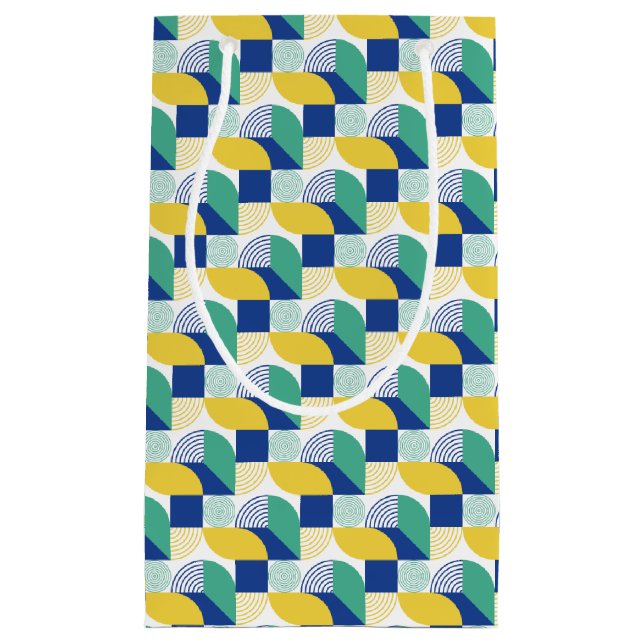 Bolsa De Regalo Pequeña Patrón geométrico abstracto de amarillo verde azul (Anverso)