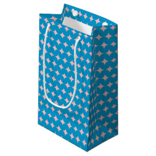 Bolsa De Regalo Pequeña Patrón geométrico de mediados de siglo en azul y r