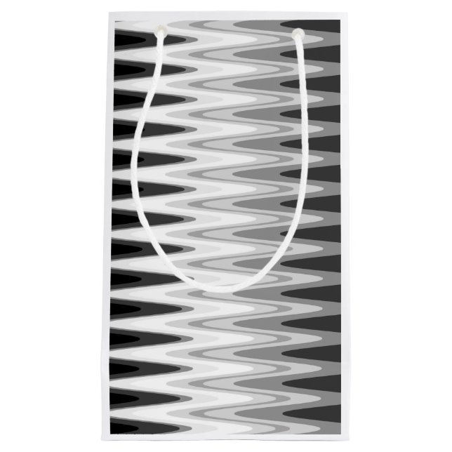 Bolsa De Regalo Pequeña Patrón gris negro blanco Zig Zag (Anverso)
