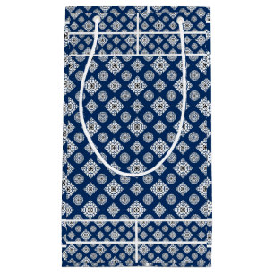 Bolsa De Regalo Pequeña Patrón mosaico 02.BW DBlue BG
