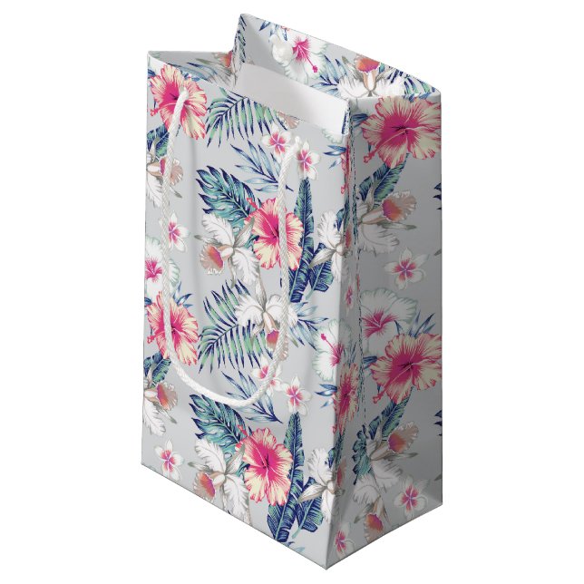 Bolsa De Regalo Pequeña Patrón Orquídea Tropical (Angulo Anverso)