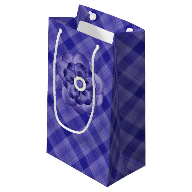 BOLSA DE REGALO PEQUEÑA PATRÓN PURPLE PLAID CON FLORES PURPLE (Angulo Anverso)