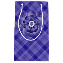 BOLSA DE REGALO PEQUEÑA PATRÓN PURPLE PLAID CON FLORES PURPLE