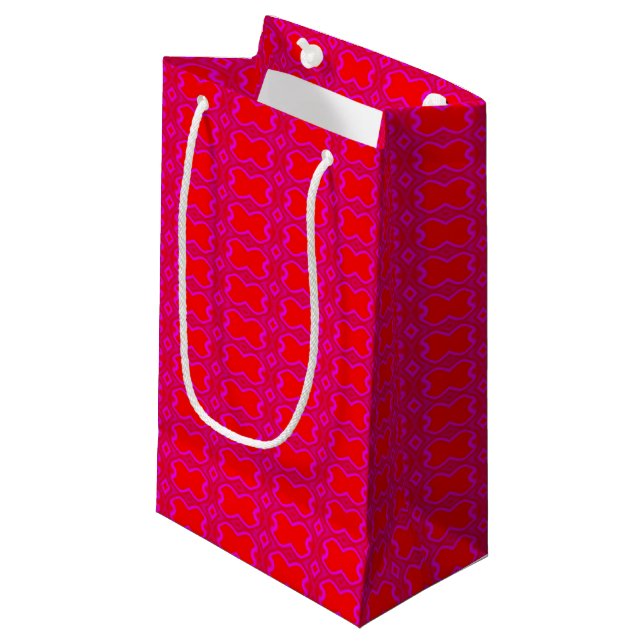 Bolsa De Regalo Pequeña Patrón retro rosa y rojo (Angulo Anverso)