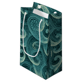 Bolsa De Regalo Pequeña Patrón verde azulado Paisley Timeless