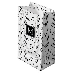Bolsa De Regalo Pequeña Patrón y monograma de notas de música de baile