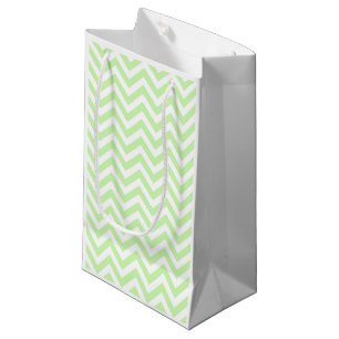 Bolsa De Regalo Pequeña Patrón ZigZag de Chevron grande, verde y blanco