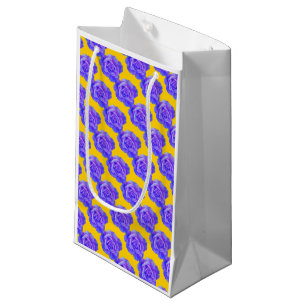 Bolsa De Regalo Pequeña Patrones Florales Azul Marino Amarillo Rosas Flore