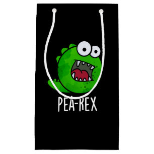 Bolsa De Regalo Pequeña Pea Rex Funny Dinosaur Veggie TRex Pun Dark BG