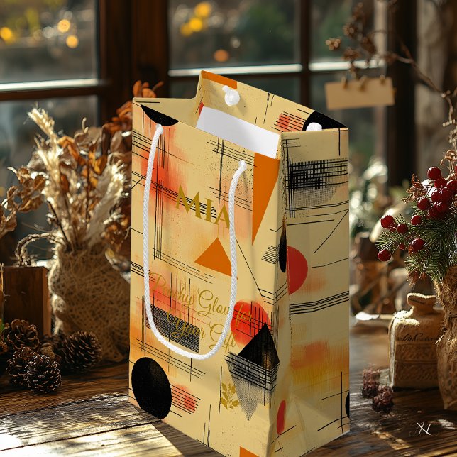 Bolsa De Regalo Pequeña Peach & Black Warm Glow Geometría contemporánea (Subido por el creador)