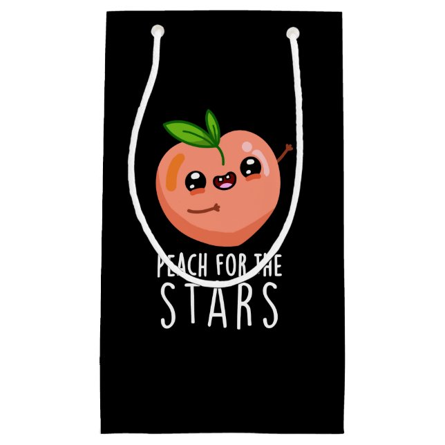 Bolsa De Regalo Pequeña Peach For The Stars Funny Fruit Pun Dark BG (Anverso)